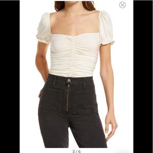 NWT Reformation ivory fallow ruched top